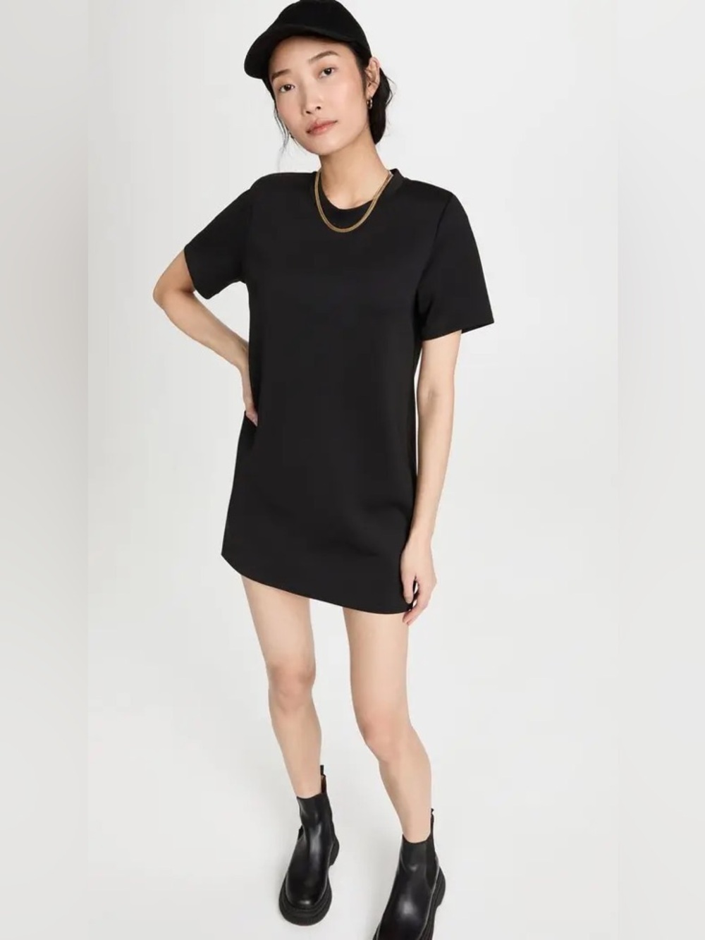 Good American Black Strong Shoulder Scuba Mini Dress
